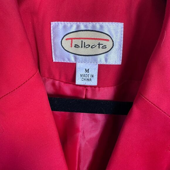 Talbots M Solid Red Belted Button Up Classic Mid Length Trench Coat Jacket - Picture 5 of 11